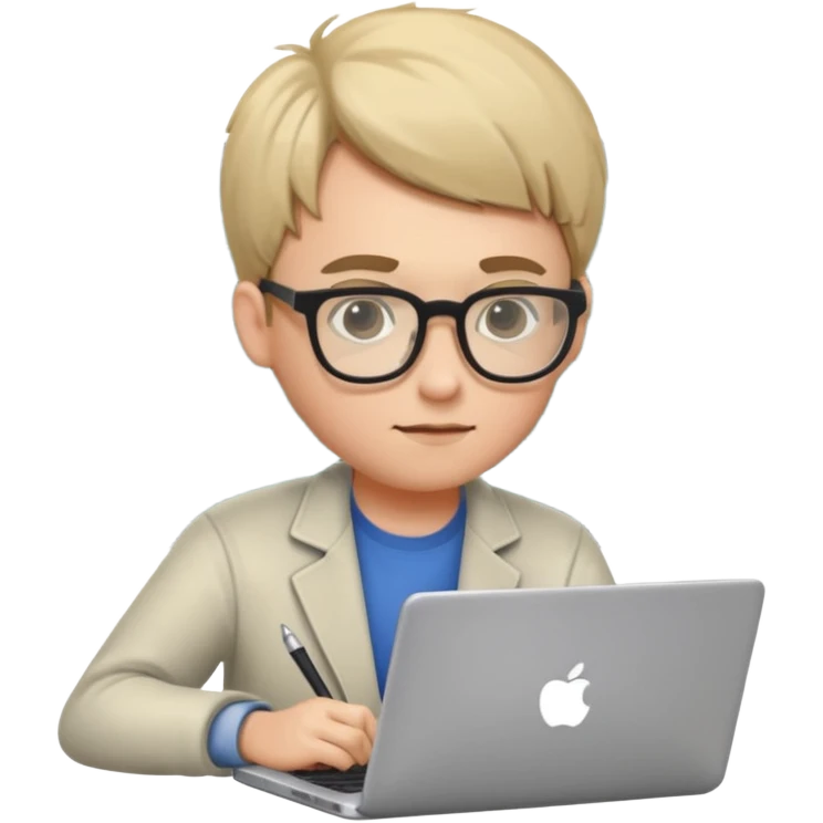 a student working in a laptop with batch code expert emoji