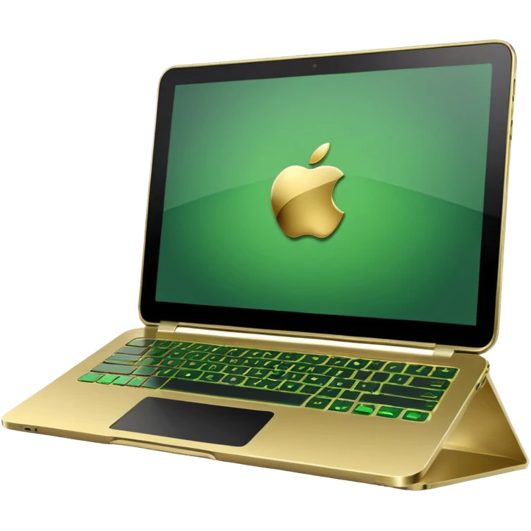 laptop without logo`s in golden and green colours emoji