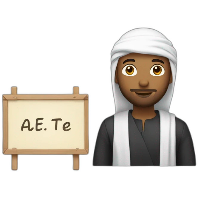 Homme en Qamis avec un panneau où il y’a écrit « je t’aime » emoji