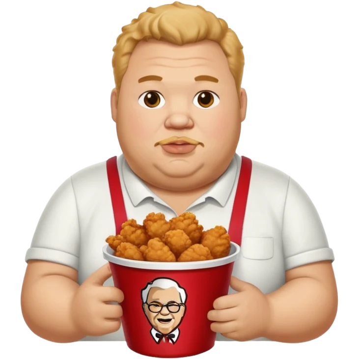 A fat guy eating kfc fried chiceb emoji