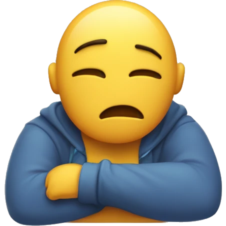 Worried unsmiling hugging emoji with arms outstretched for a hug and a worried face emoji