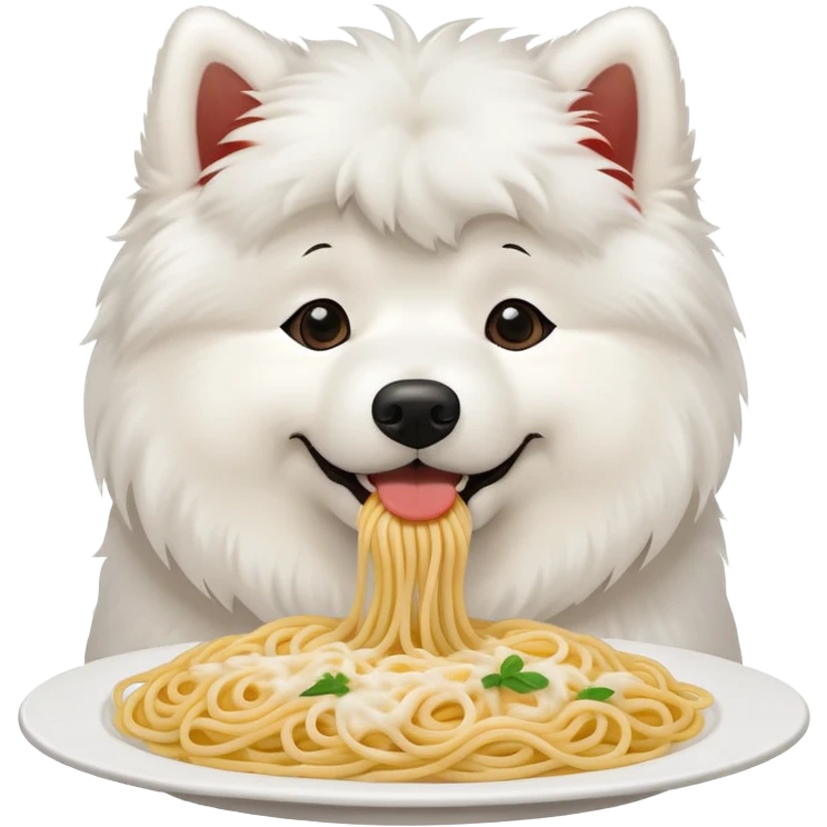 Samoyed eating spaghetti  emoji