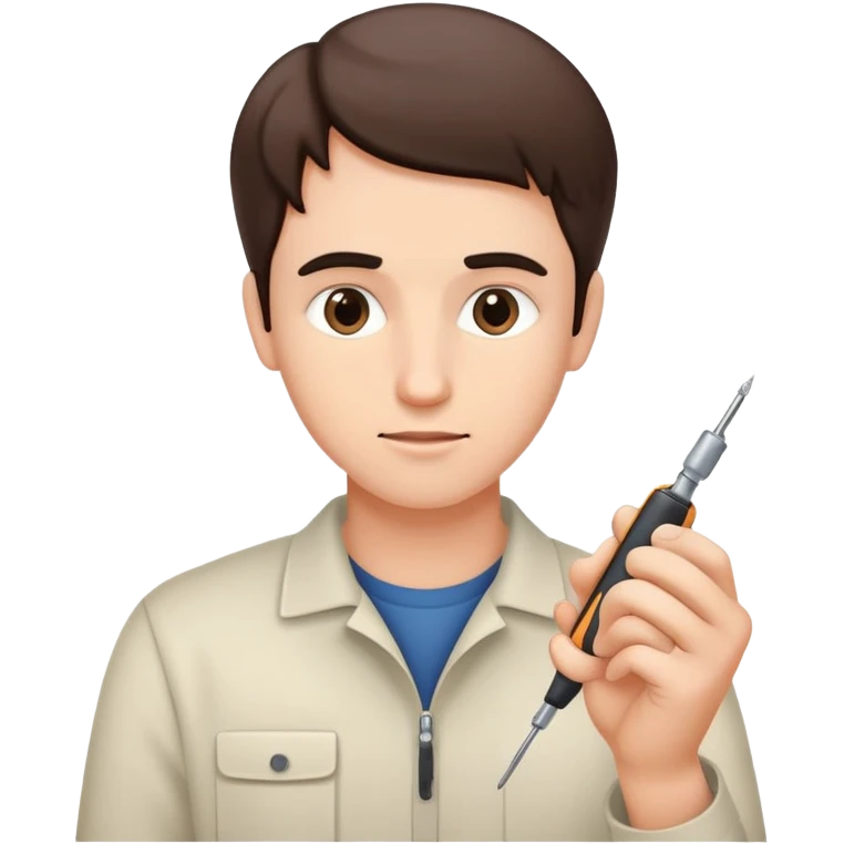 Person carefully adjusting or tweaking a device with a small tool like a screwdriver emoji