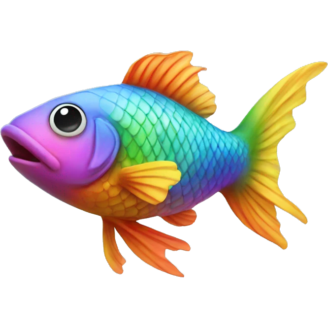 Flying rainbow coloured fish emoji