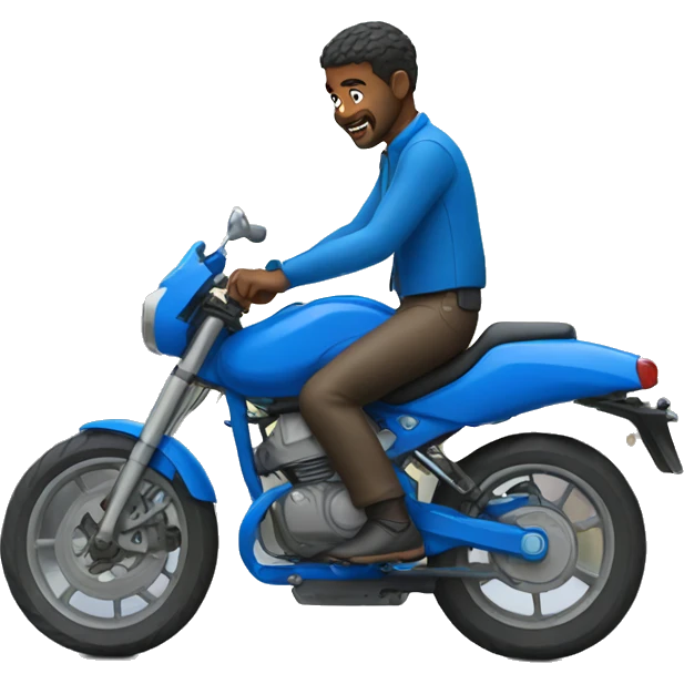 Man riding a blue street bike emoji