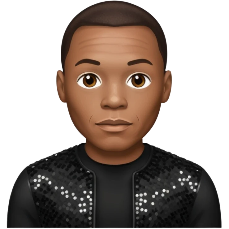 Dr Dre with dark brown hair, black sequin outfit emoji