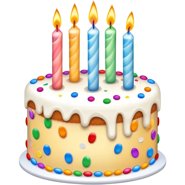 birthday cake with candles and confetti emoji