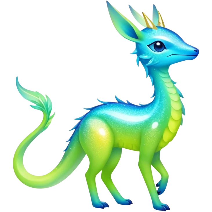 Shiny Exotic Colorful Neon-colored Ethereal Sparkly Amaura-Aurorus-Fakémon-hybrid-creature (full body)  emoji
