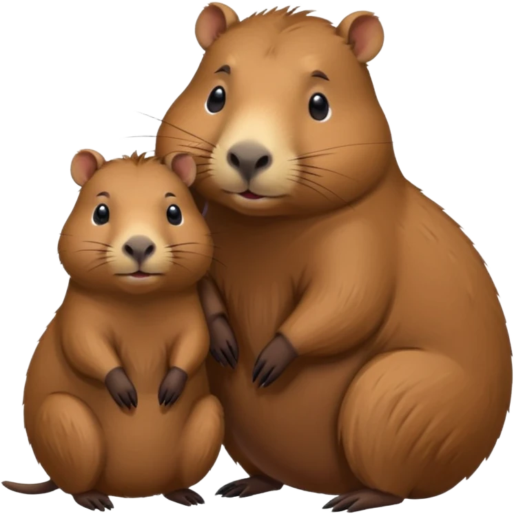 Capybara cute with it mom emoji