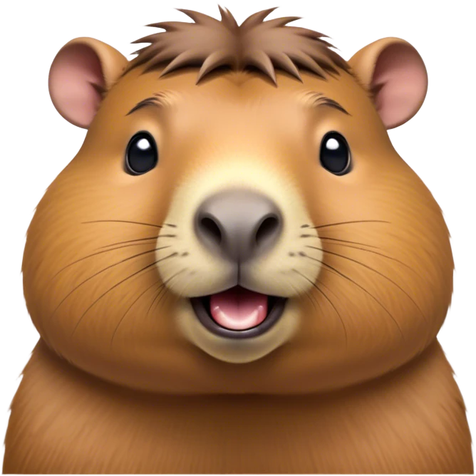 Cinematic Comical Capybara Portrait Emoji, Head tilted dramatically with an exaggeratedly amused expression, featuring a robust, rounded build and a distinct capybara face with a broad snout and quirky, small ears, rendered with lifelike soft fur and wide, comically expressive eyes brimming with playful disbelief; high shine, dramatic yet playful, styled with an air of cheeky mischief, soft glowing outline, capturing the essence of a spirited and over‐the‐top capybara that looks ready to side‐eye its way into viral fame! emoji