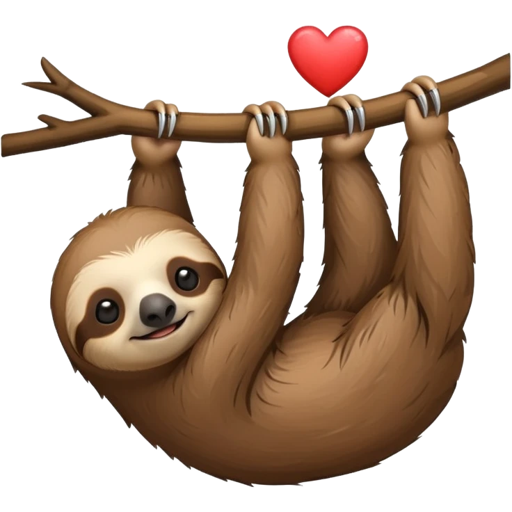 Hanging sloth with heart emoji