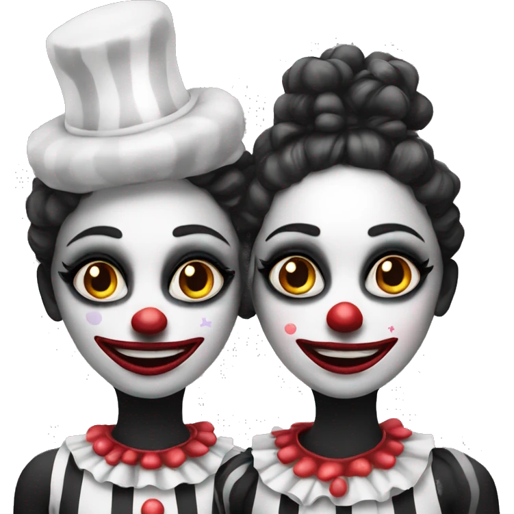 Two female black and white clowns emoji