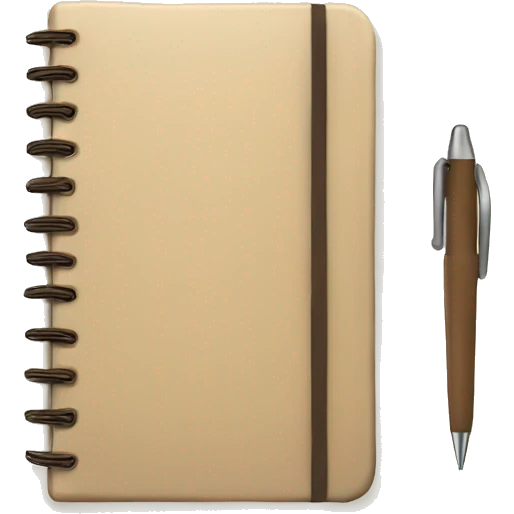 Beige journal with a pen emoji