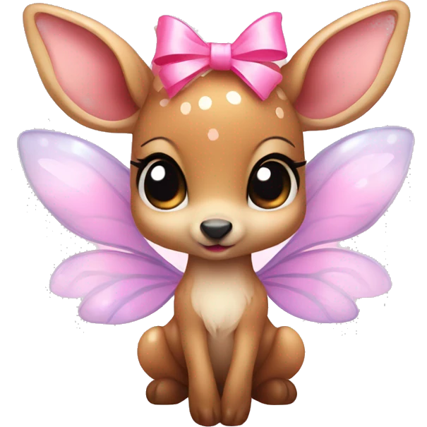 baby deer with fairy wings and a pink bow around its neck  emoji