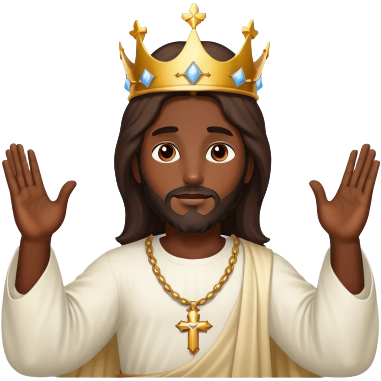 Dark skin christ Jesus with a heavenly crown emoji