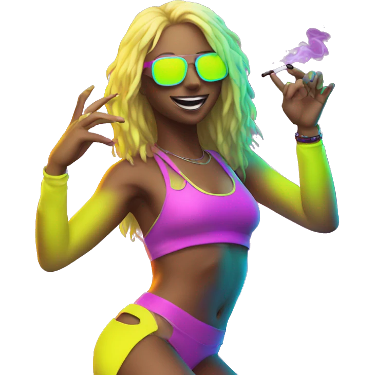 Rave party dancing neon smoking emoji