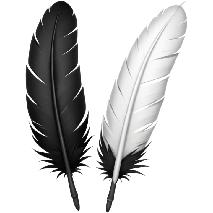 2 Black and White feathers for writing  emoji