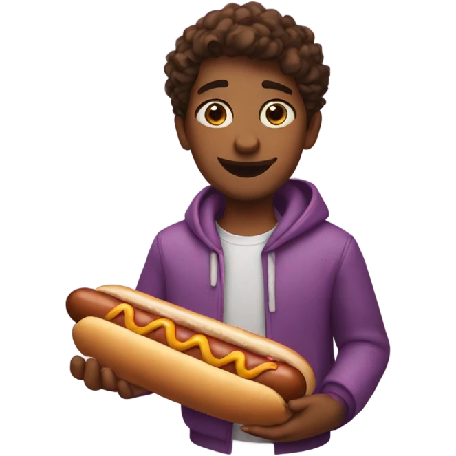 Ari holding a hot dog emoji