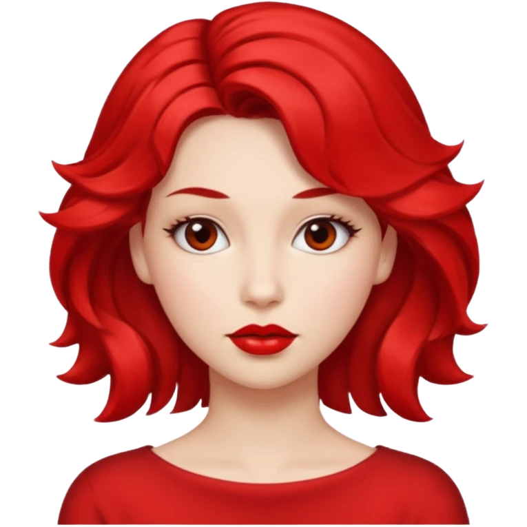 woman red lips, deifferent hair styles. emoji
