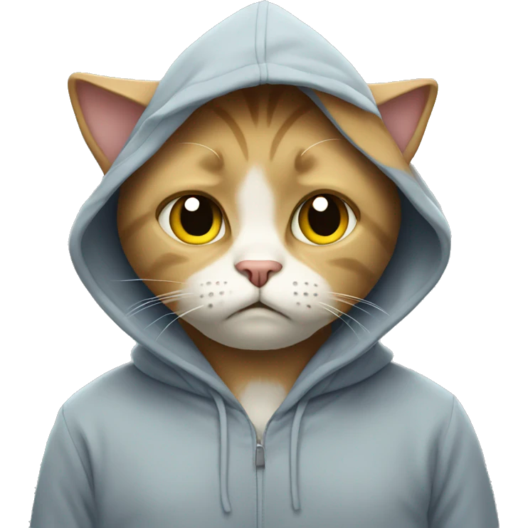Sad cat with hoodie emoji
