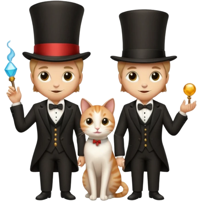 magician couple and their pet cat emoji