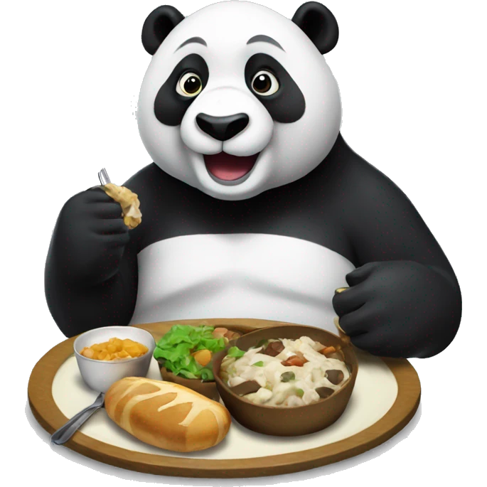 a panda eating a full meal emoji