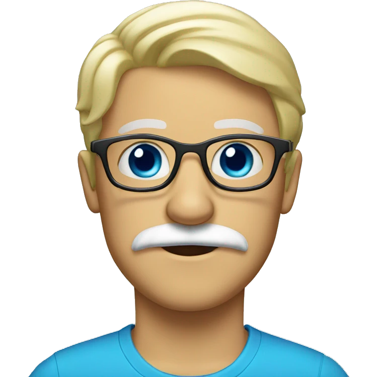 Blond, moustache, eyeglasses and blue eyes emoji