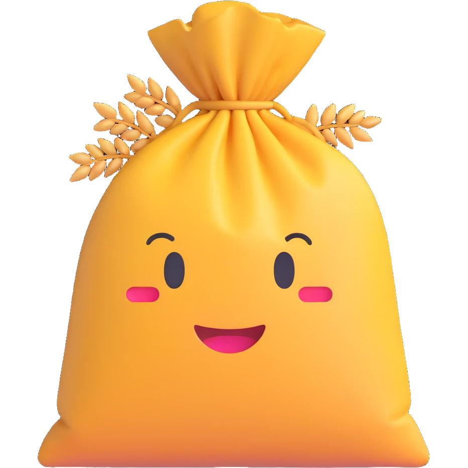 Сгенерируй в стиле детализированного емодзи вот такой мешок пшеницы  emoji