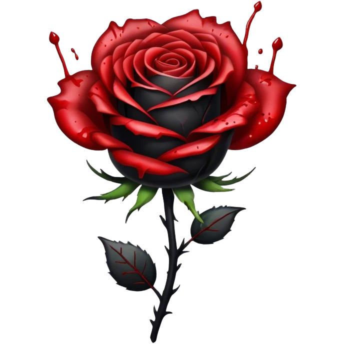 black rose with blood splatter emoji