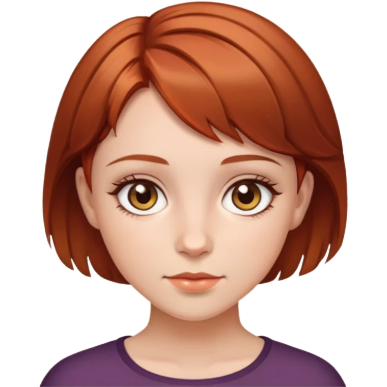 A girl with reddish brown short hair and Hazel eyes emoji