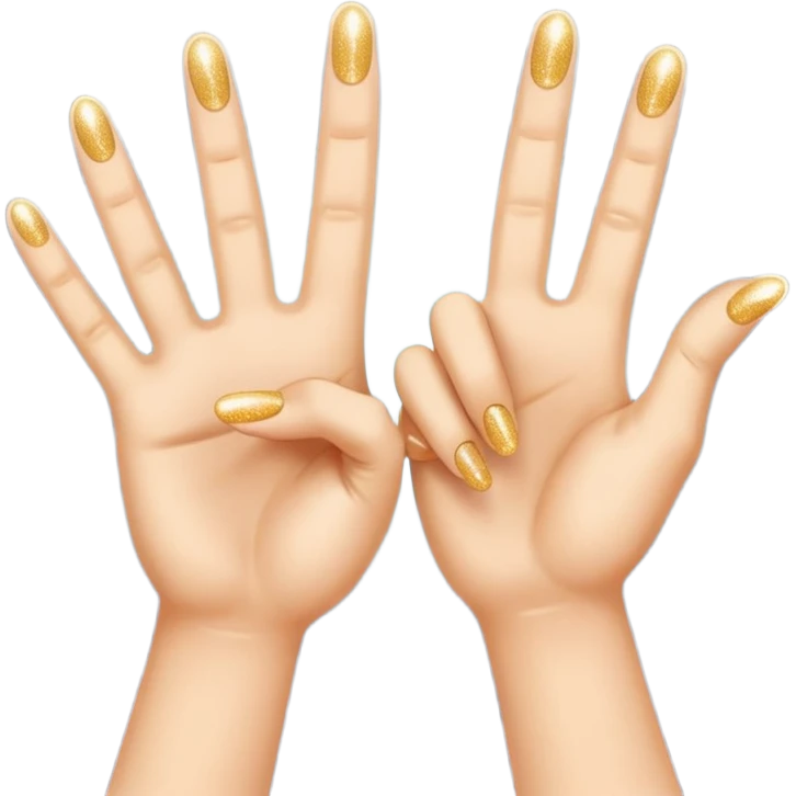 Two hands giving a "spirit fingers" or jazz-hands motion, maybe with little sparkles. emoji