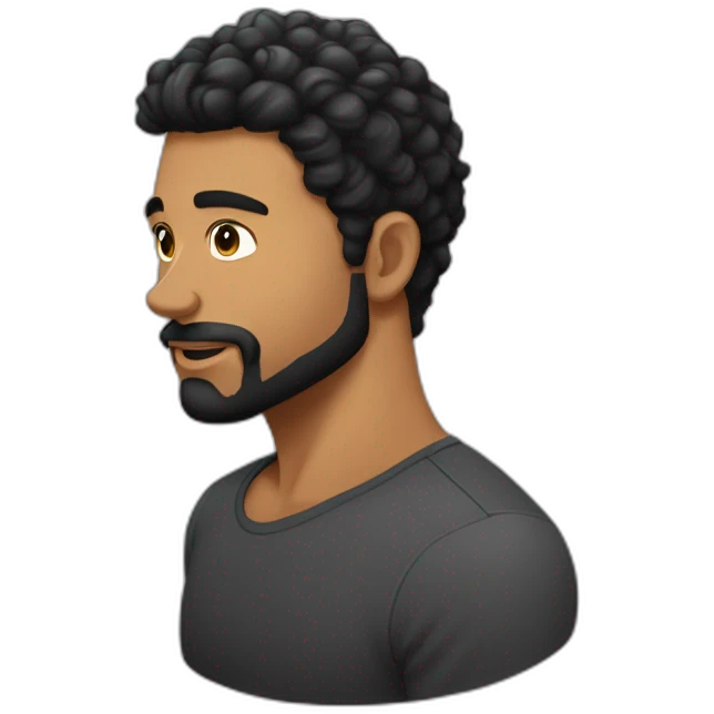 hombre de 26 años cabello corto negro y con canas barba con canas emoji