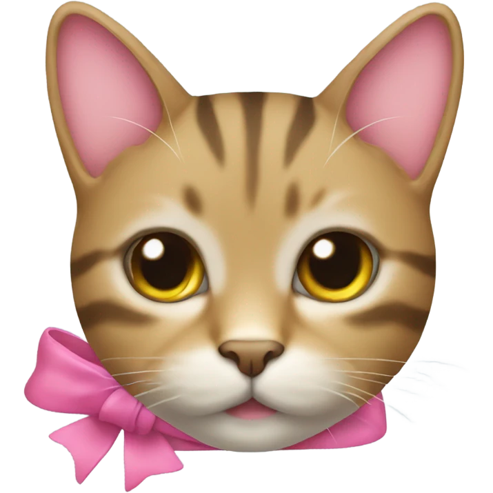 tabby cat with a pink bow emoji