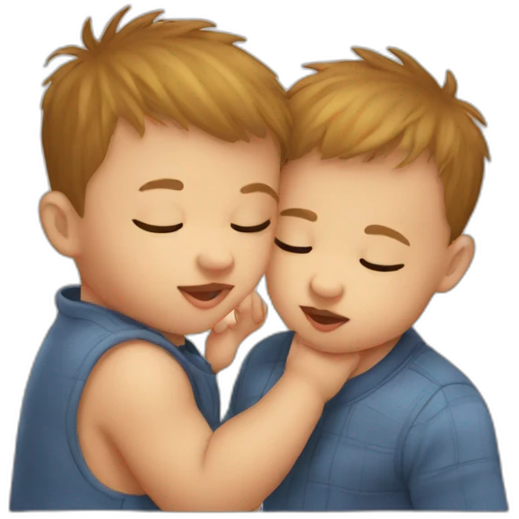 Baby Kiss his brother emoji