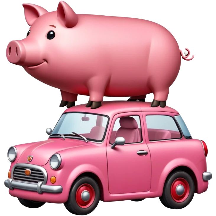 car on top of a pig emoji