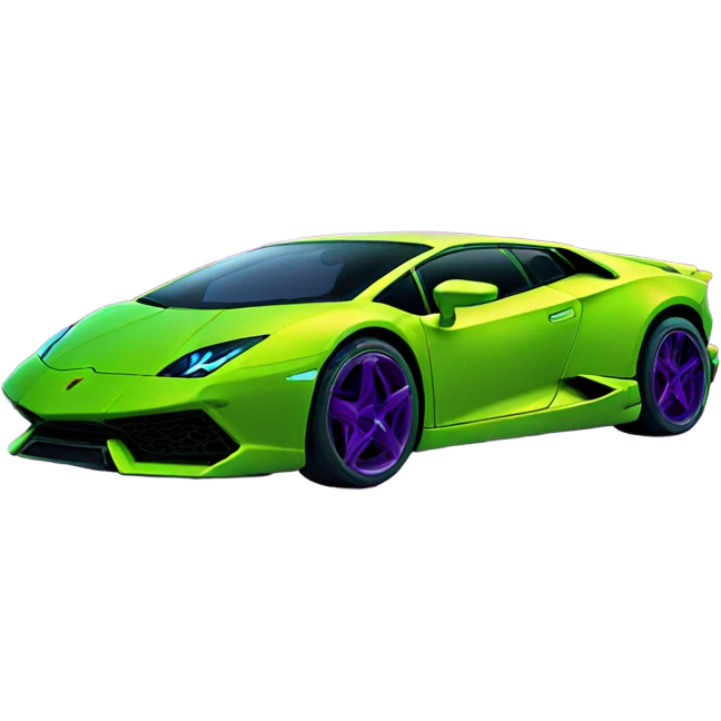 neon Lamborghini with cyber punk emoji
