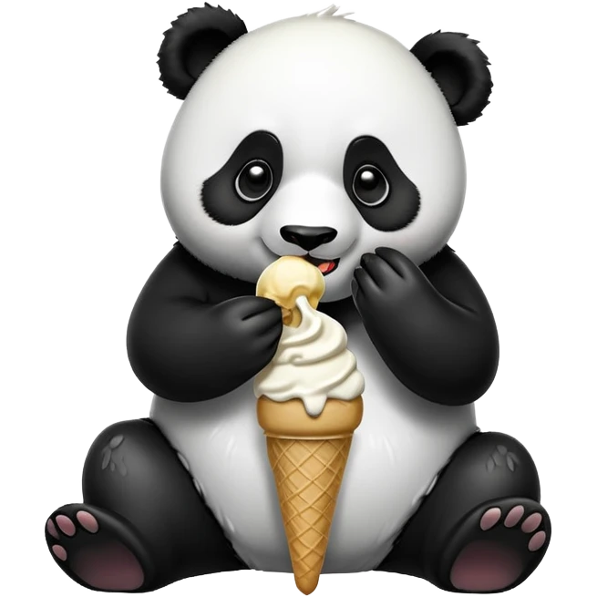 Panda eating ice cream emoji