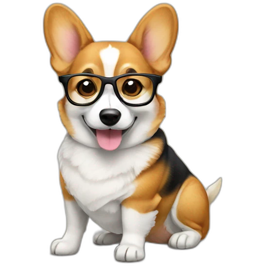 full-height sit Corgi with glasses emoji
