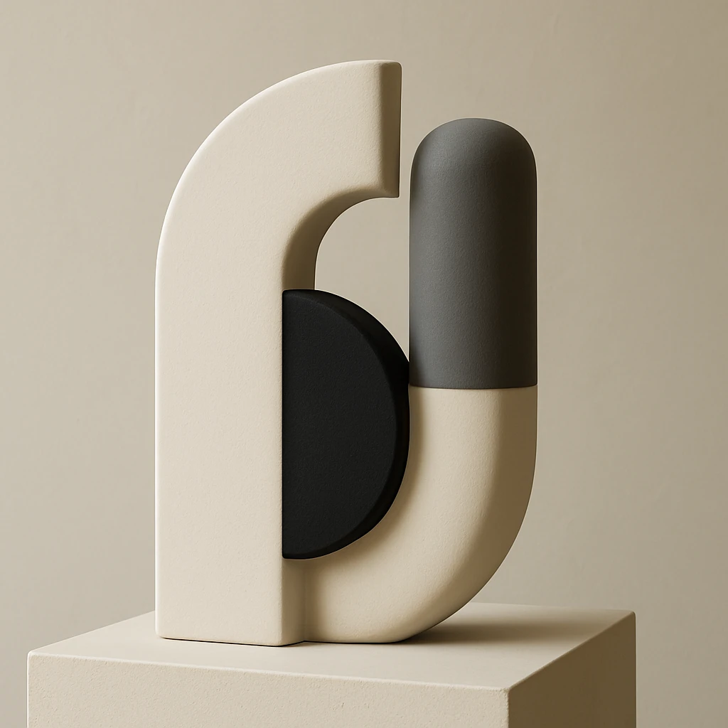 a modern abstract pottery sculpture, bold shapes, minimalist design emoji