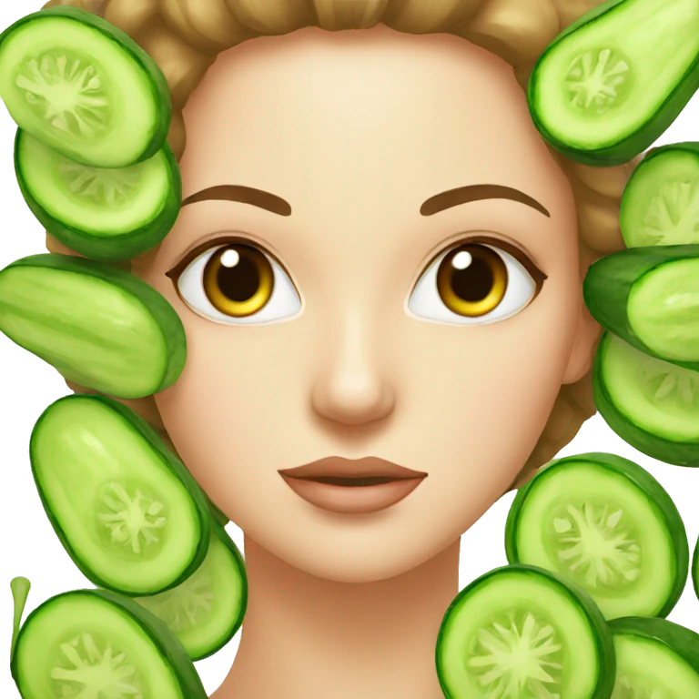 woman with cucumbers on eyes spa emoji
