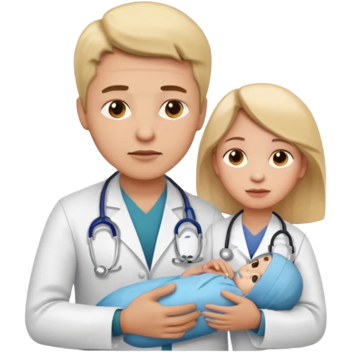 American doctor explaining to mother with sick child. for Family Medicine emoji emoji