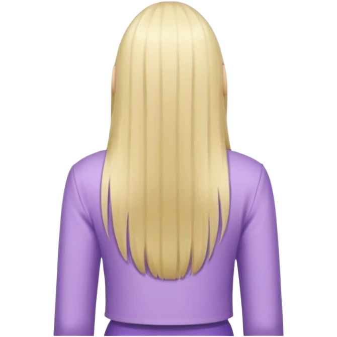 back view of a person, blonde with long straight hair, wearing pastel purple clothes emoji