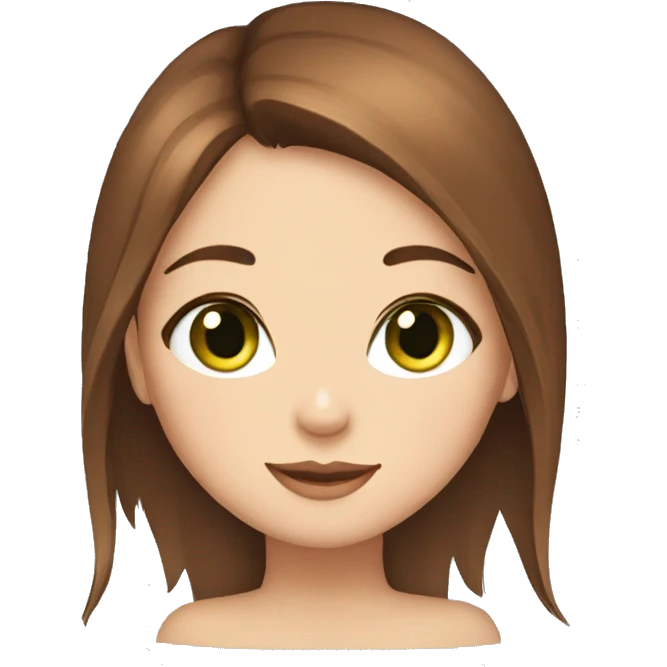 make a sticker of a girl with a cat, green eyes, girl with brown hair emoji