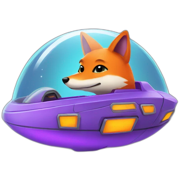 a purple fox in a spaceship emoji
