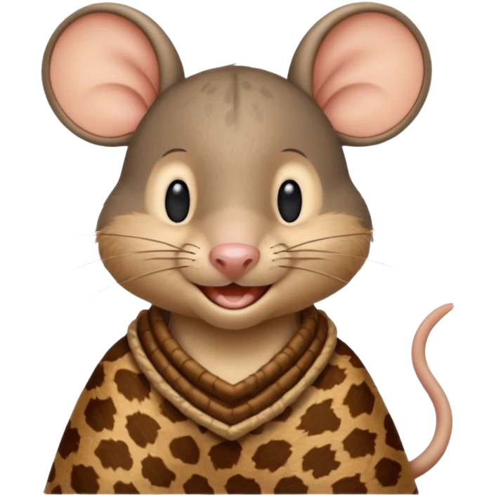 a jerry mouse wearing ancient animal skin cloth, half body, icon emoji