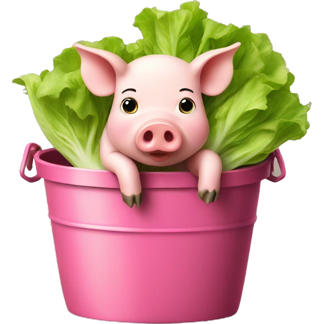 pig in a bucket eating lettuce  emoji