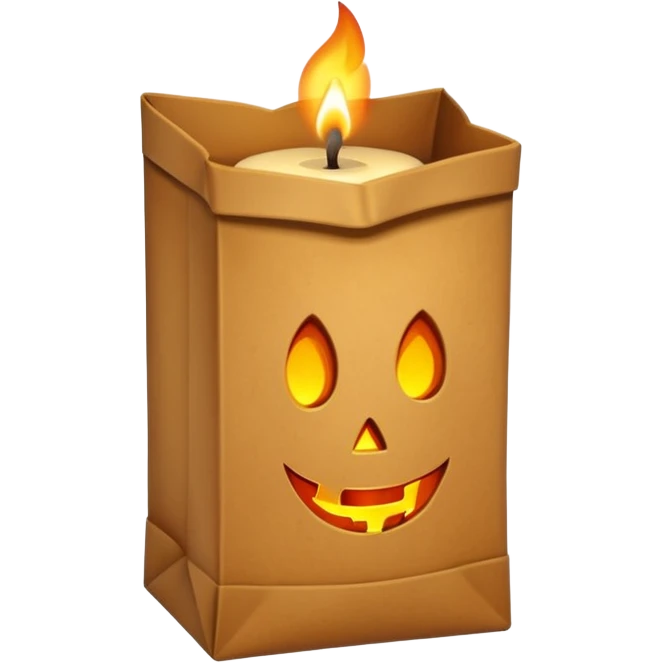 Halloween brown paper bag with candle inside emoji