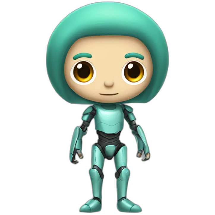 elf man with tyrkys hair and robotic body emoji