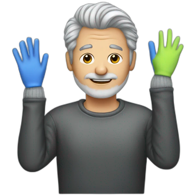 man dyes his hair with gloves because he has gray hair emoji