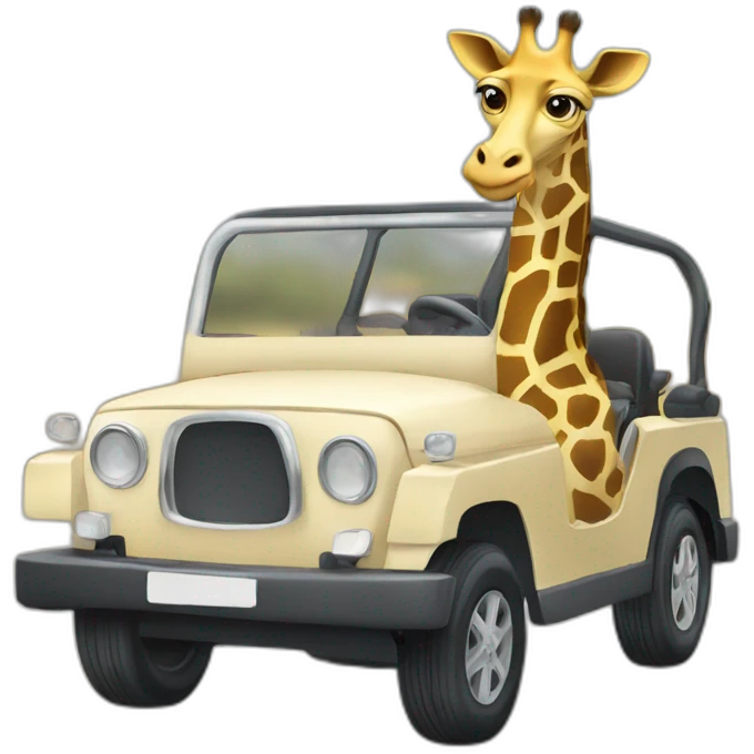 une giraffe qui conduit une voiture emoji